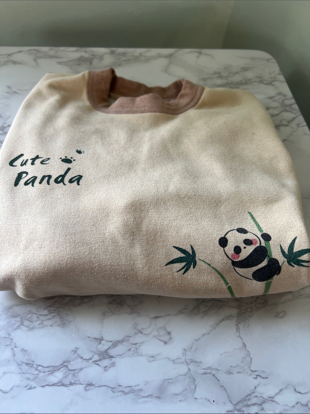 Cute Panda Graphic Sweatshirt in Cream and Pink